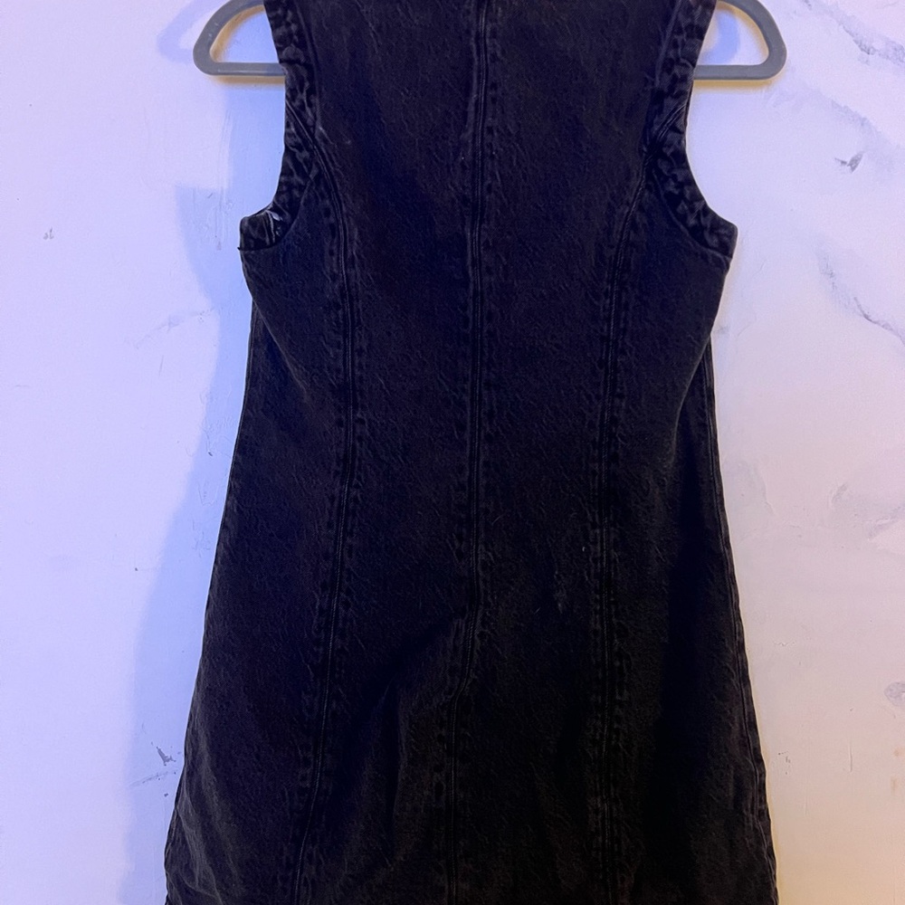 A&F Black Denim Button Front Mini Dress - Picture 2 of 4